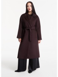 παλτό calvin klein classic df wool wrap coat dark brown m