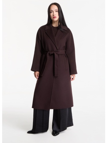 παλτό calvin klein classic df wool wrap coat dark brown m σε προσφορά