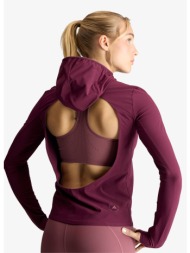 φούτερ adidas by stella mccartney running hybrid open-back hooded long sleeve maroon m