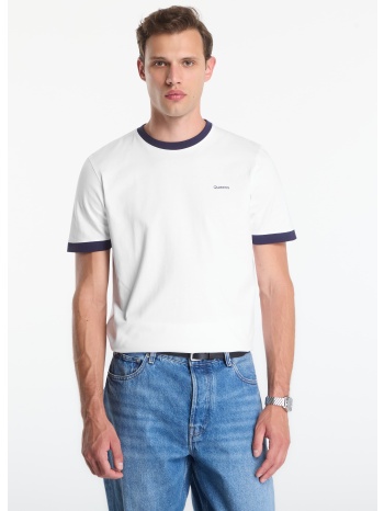 t-shirt queens men`s contrast ribbing tee white xxxl
