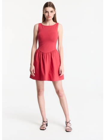 φόρεμα gap sl high neck mixed media mini dress red l σε προσφορά