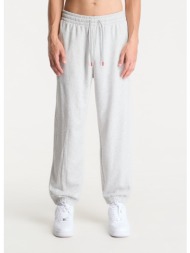 φόρμα jordan brooklyn fleece men`s pants neutral grey/ htr/ university red s
