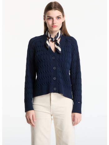 πουλόβερ tommy hilfiger mid gg cable v-nk ls cardigan dark