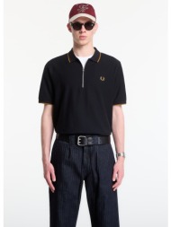 t-shirt fred perry crepe pique polo shirt black m