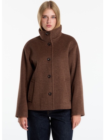 παλτό gant checked wool blend jacket light ochre m
