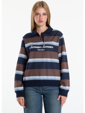 t-shirt samsøe samsøe sadory ls polo brown blue st. l