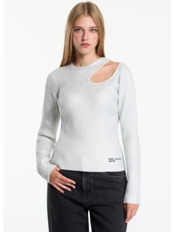 πουλόβερ karl lagerfeld jeans coated knit sweater silver m
