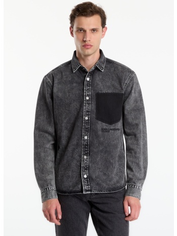 πουκάμισο karl lagerfeld jeans denim shirt washed black od