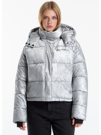 μπουφάν karl lagerfeld jeans cropped shiny puffer washed