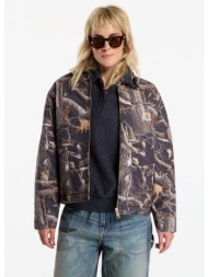 μπουφάν carhartt wip og detroit jacket unisex camo feather tree, black/ black heavy stone wash s
