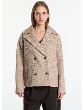 παλτό calvin klein relaxed short peacoat executive brown σε προσφορά