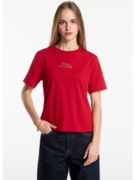 t-shirt tommy hilfiger gold script mdrn c-nk s/s tee medium red l