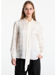 πουκάμισο tommy hilfiger fluid jacquard tie detail shirt ivory silk 38
