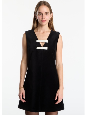 φόρεμα tommy hilfiger velvet bow dress sleeveless black 36