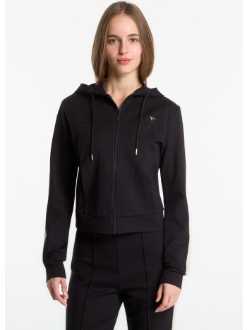 φούτερ guess fausta full zip hoodie jet black m σε προσφορά