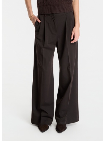 παντελόνια tommy hilfiger viscose blend wide leg chocolate σε προσφορά