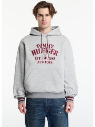 φούτερ tommy hilfiger varsity embro rlx hoodie light grey heather m