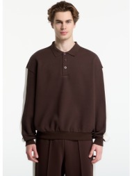 t-shirt urban classics oversized piqué longsleeve polo brown m