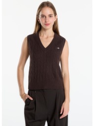 γιλέκο gant lambswool cable knit vest light ochre s