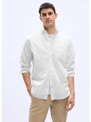 πουκάμισα gap standard stretch poplin shirt optic white xs