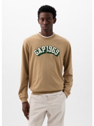 φούτερ gap logo crewneck sweatshirt perfect khaki xs