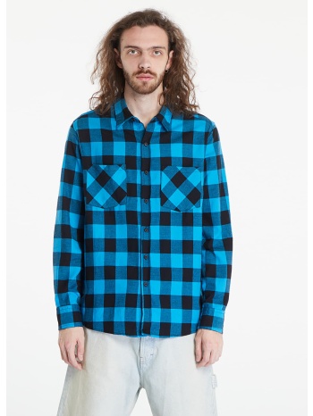 πουκάμισα urban classics checked flanell shirt black/ blue s σε προσφορά