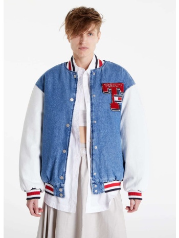 μπουφάν tommy jeans denim letterman jacket blue m σε προσφορά