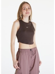nike sportswear essentials women`s ribbed cropped tank baroque brown/ sail l