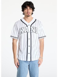 πουκάμισα karl kani serif pinstripe baseball shirt white/ black s