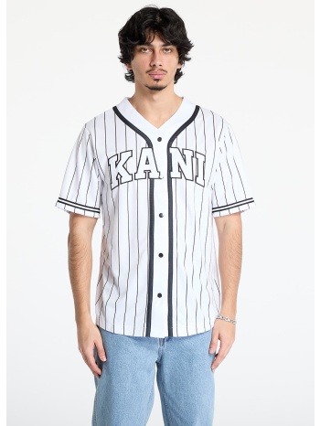 πουκάμισα karl kani serif pinstripe baseball shirt white/ σε προσφορά