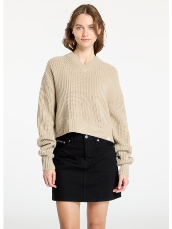 πουλόβερ calvin klein jeans chunky v-neck sweater pelican xs σε προσφορά