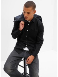 πουκάμισα gap longsleeve slim-fit stretch poplin shirt black 4 xs