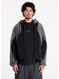 μπουφάν reebok running hooded jacket black/ misty grey m