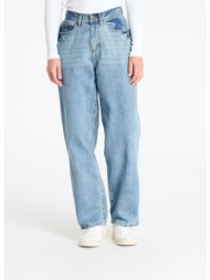 παντελόνια urban classics ladies high waist 90`swide leg denim pants blue w27