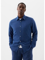 πουκάμισα gap longsleeve standard-fit linen shirt bainbridge blue xs