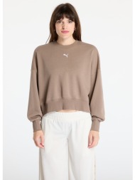 φούτερ puma wardrobe essentials over-oversized crew tr totally taupe xxs