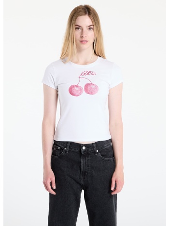μπλουζάκι guess ss wavy cherry logo r5 tee white s σε προσφορά