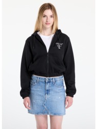 φούτερ guess roberta full zip crop sweatshirt black xs