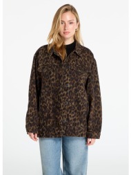 μπουφάν allsaints willow leopard print denim jacket leppo brown l