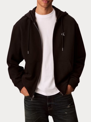 ζακετα calvin klein monogram zip hoodie black calvin klein σε προσφορά