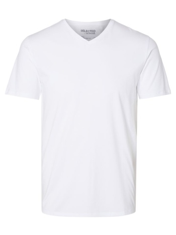 t-shirt selected slhnewpima ss v-neck tee bright white σε προσφορά