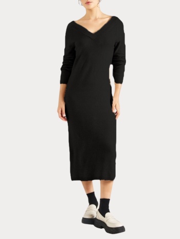 φορεμα only jeanett life ls v-neck dress cc knt black only σε προσφορά