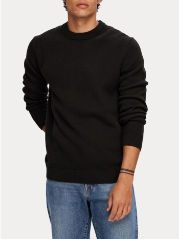 πλεκτο selected slhdane ls knit structure crew neck black σε προσφορά