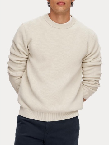 πλεκτο selected slhdane ls knit structure crew neck oatmeal σε προσφορά