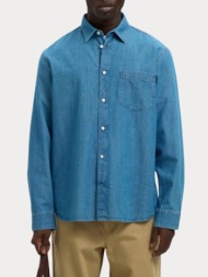 πουκαμισο selected slhregcarlo denim ls shirt medium blue selected