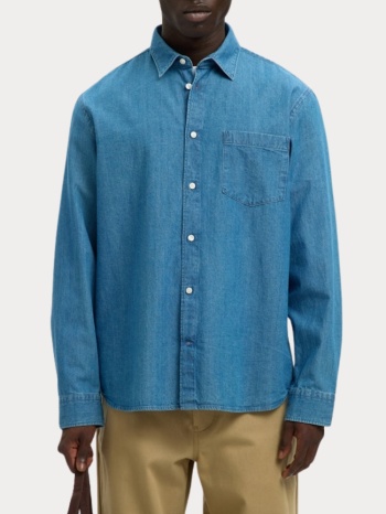 πουκαμισο selected slhregcarlo denim ls shirt medium blue σε προσφορά