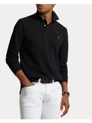 ανδρικο πολο polo ralph lauren l/s custom slim fit mesh core replen black polo ralph lauren