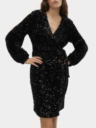 φορεμα vero moda bella ls wrap short dress black verde