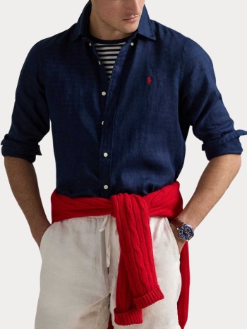 πουκαμισο polo ralph lauren -long sleeve newport navy polo σε προσφορά