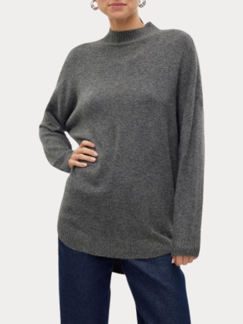 πλεκτο vero moda plaza ls highnck long pullover medium grey σε προσφορά